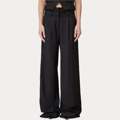 HINNOMINATE - PANTALONE DONNA NERO CON DOPPIA CINTA