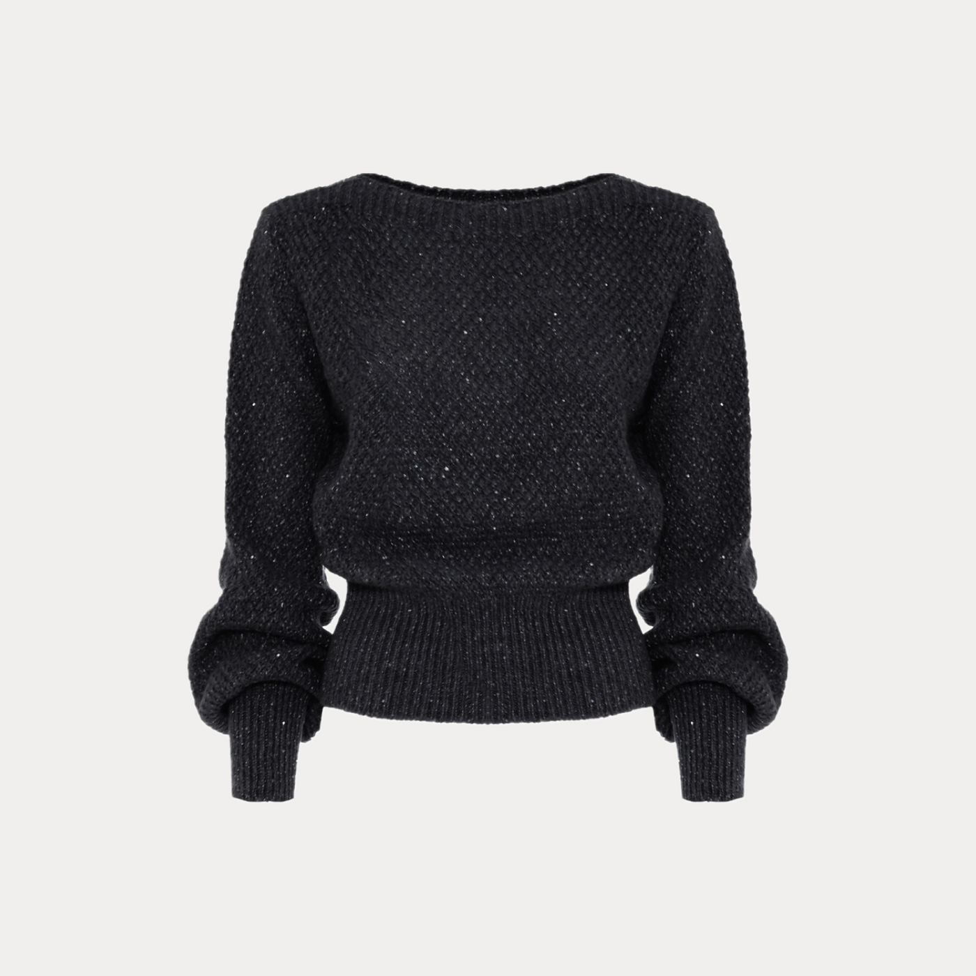 SOALLURE - MAGLIA DONNA NERA IN PUNTO RISO MISTO LANA