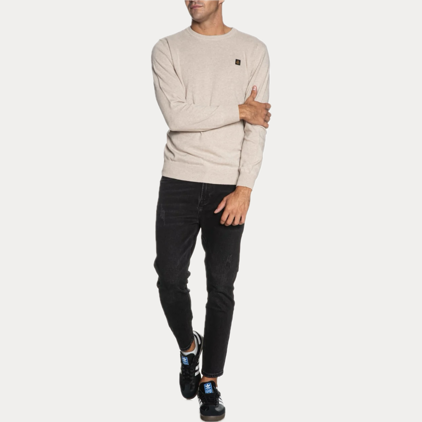REFRIGIWEAR - PULLOVER UOMO BEIGE MELANGE MISTO CASHMERE