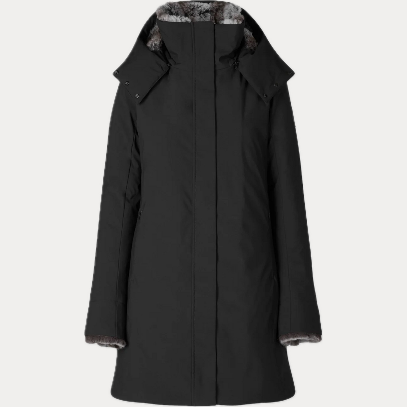 SAVE THE DUCK - PARKA NERO CON CAPPUCCIO RIMOVIBILE E PELLICCIA SINTETICA