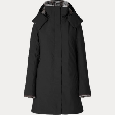 SAVE THE DUCK - PARKA NERO CON CAPPUCCIO RIMOVIBILE E PELLICCIA SINTETICA