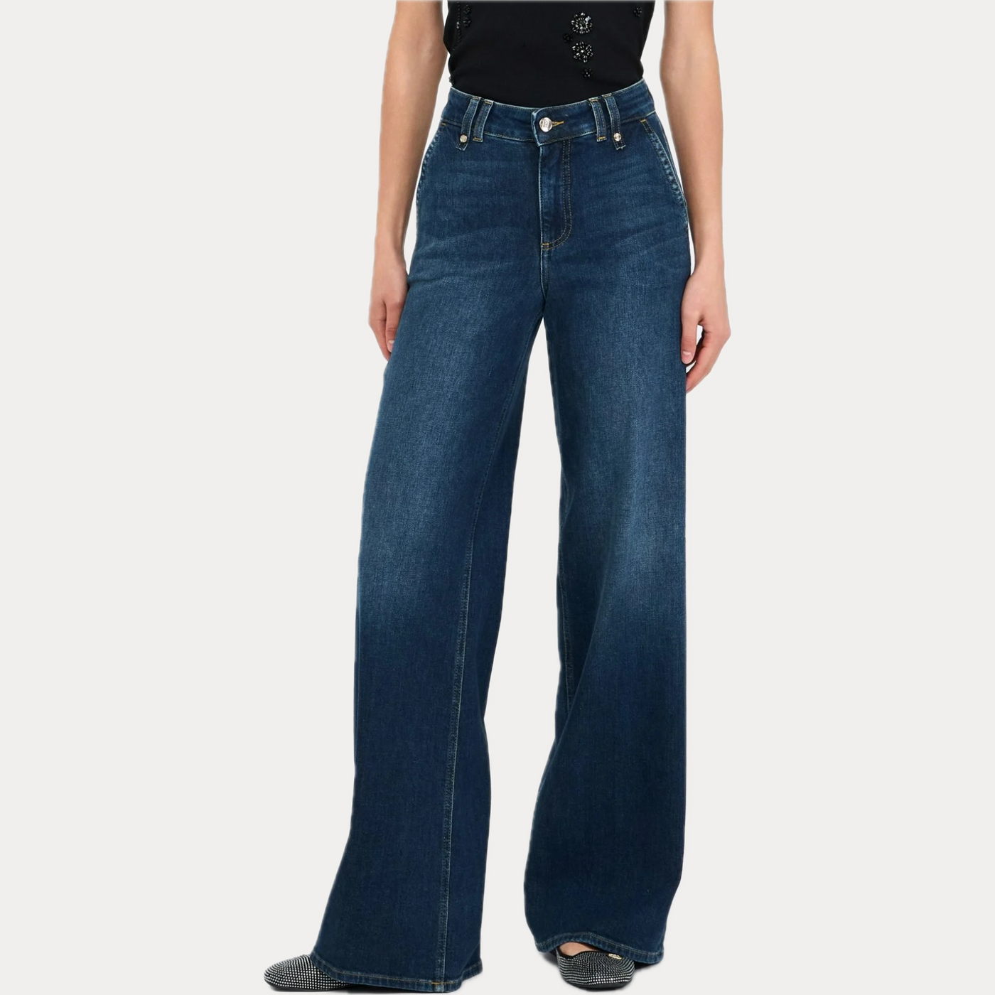 LIUJO - JEANS DONNA BLU SCURO FLARE A VITA ALTA