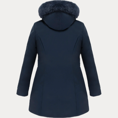 REFRIGIWEAR - PARKA DONNA BLUE IN TESSUTO TECNICO CON PELLICCIA