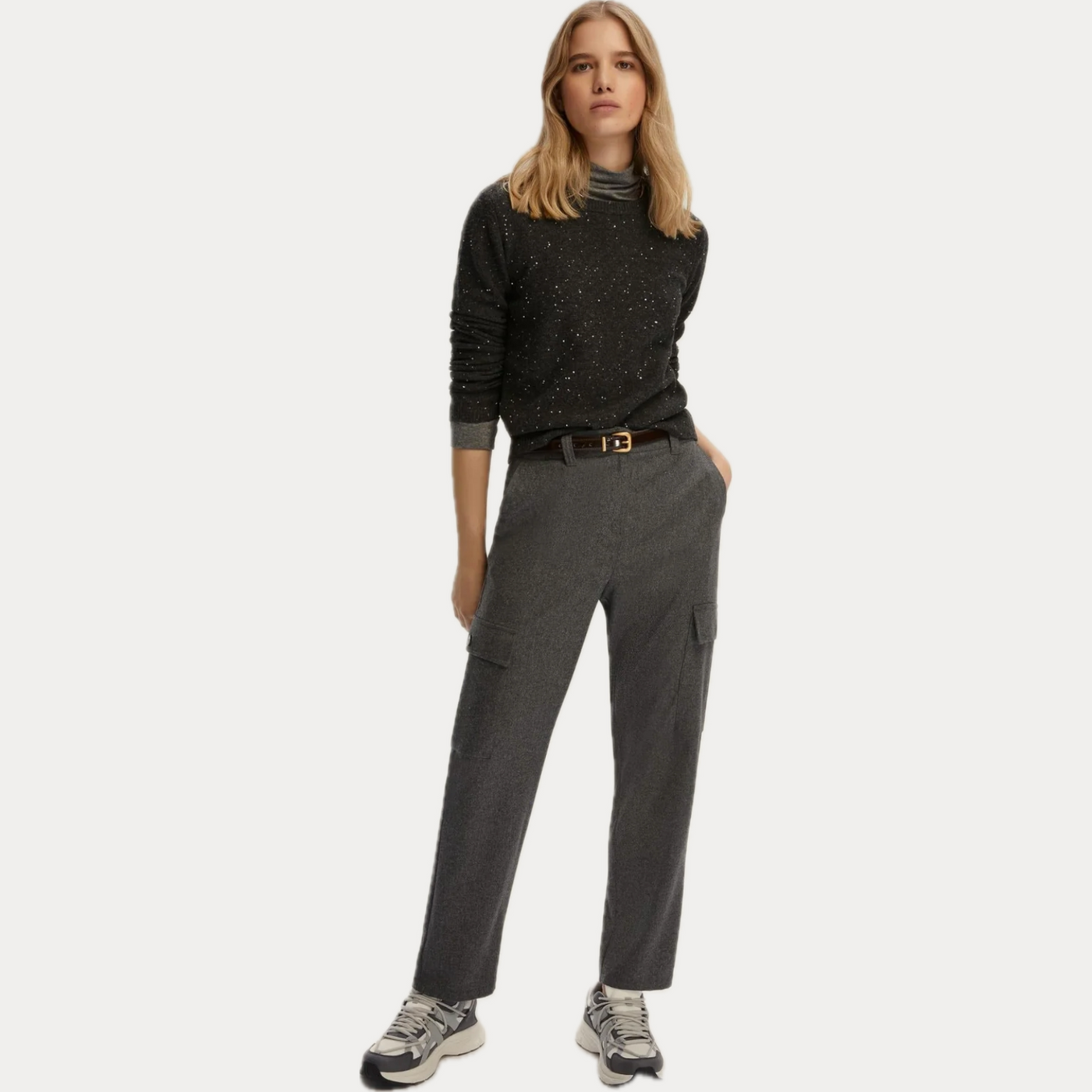 EMME MARELLA - MAGLIA DONNA GRIGIO SCURO IN FILATO CON LUREX