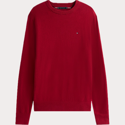 TOMMY HILFIGER - MAGLIA UOMO ROSSA GIROCOLLO IN MISTO CASHMERE
