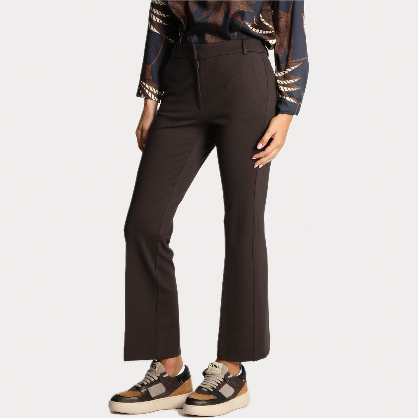 EMME MARELLA - PANTALONI DONNA TESTA DI MORO FLARE IN PUNTO MILANO