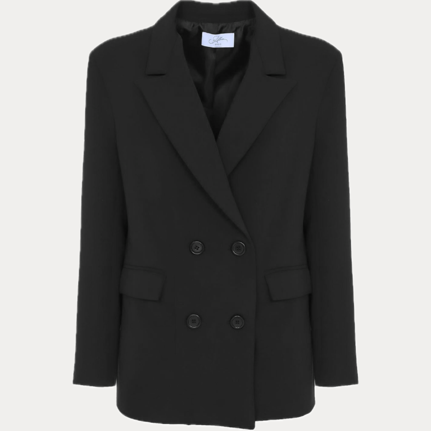 SOALLURE - GIACCA DONNA NERA DOPPIOPETTO IN CREPE