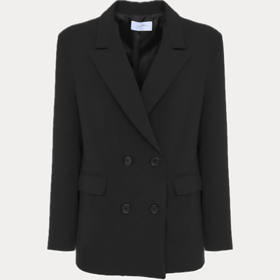 SOALLURE - GIACCA DONNA NERA DOPPIOPETTO IN CREPE