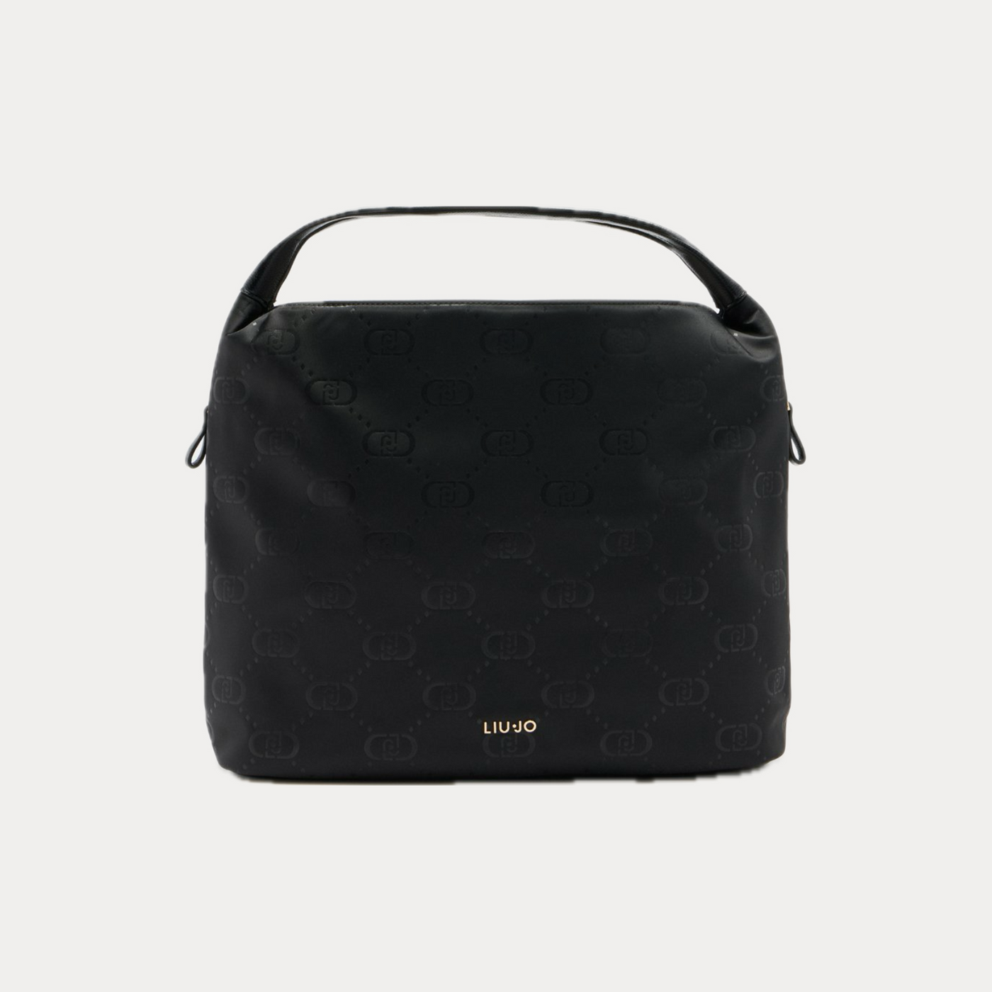LIUJO - BORSA DONNA NERA HOBO CON LOGO IN NYLON