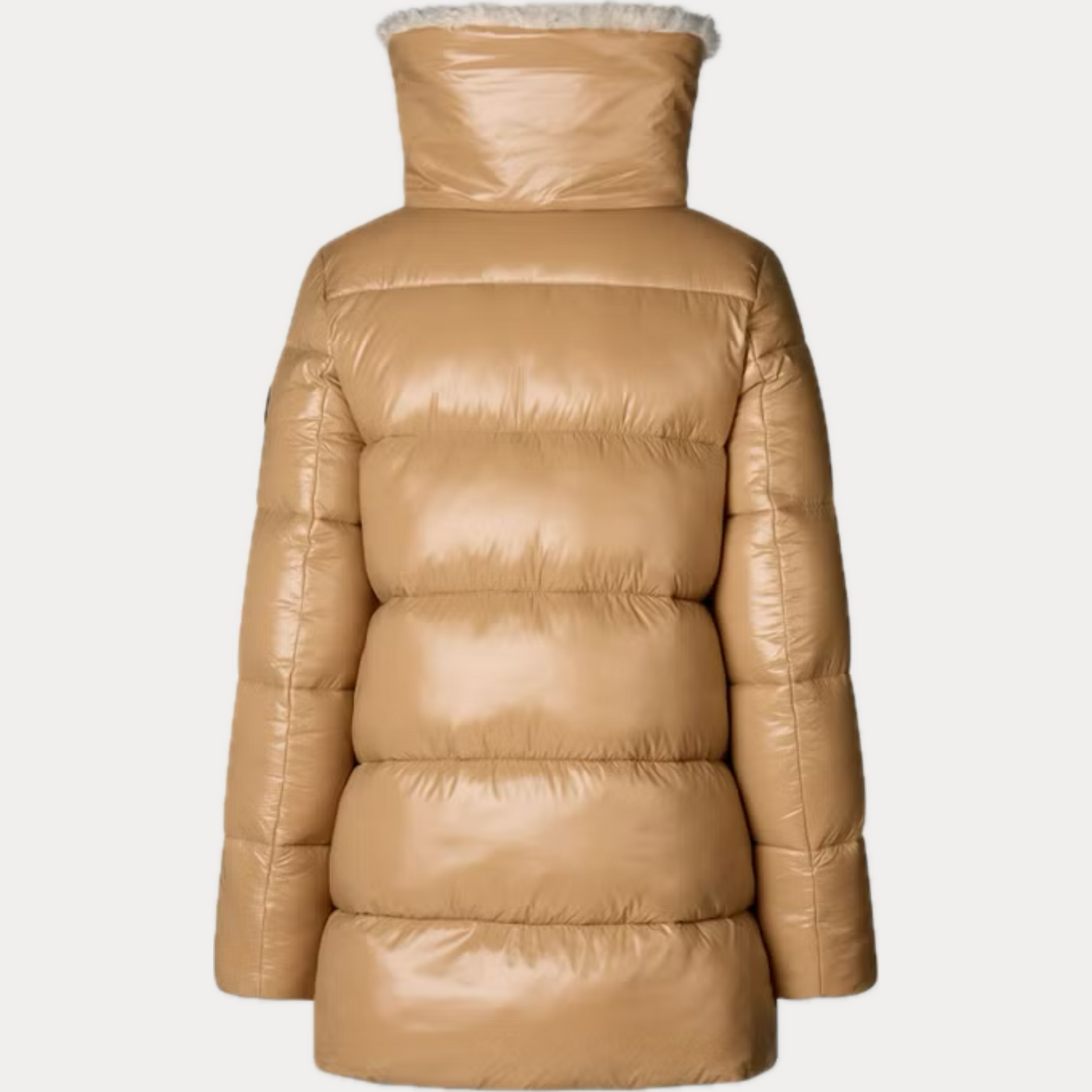 SAVE THE DUCK - PIUMINO DONNA BEIGE CON COLLO ALTO