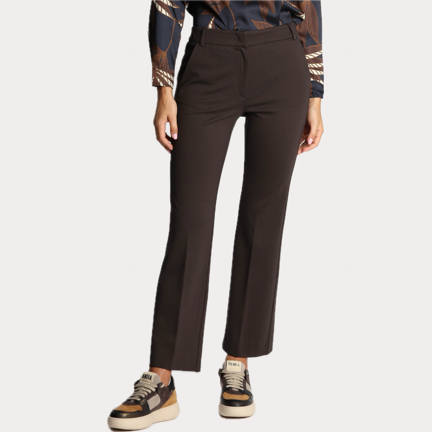 EMME MARELLA - PANTALONI DONNA TESTA DI MORO FLARE IN PUNTO MILANO