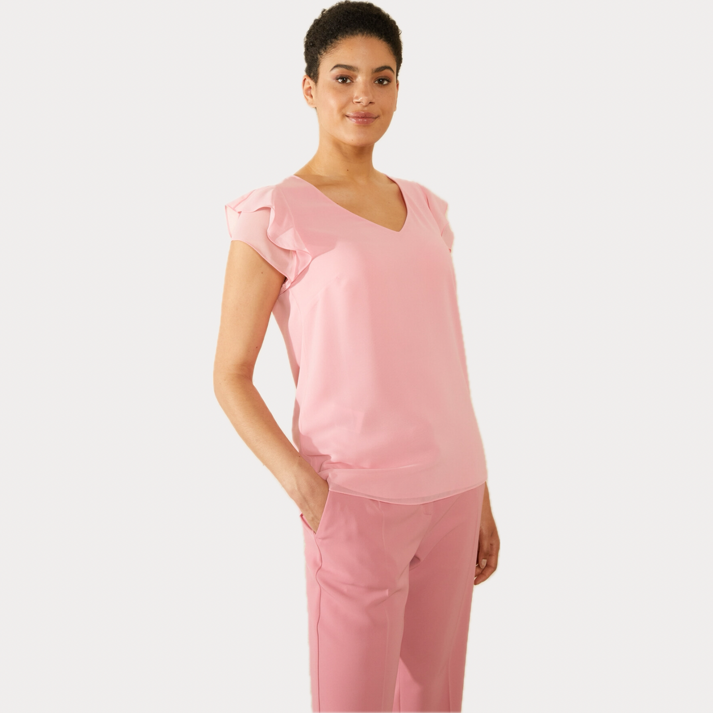 Top Donna in georgette con scollo a V