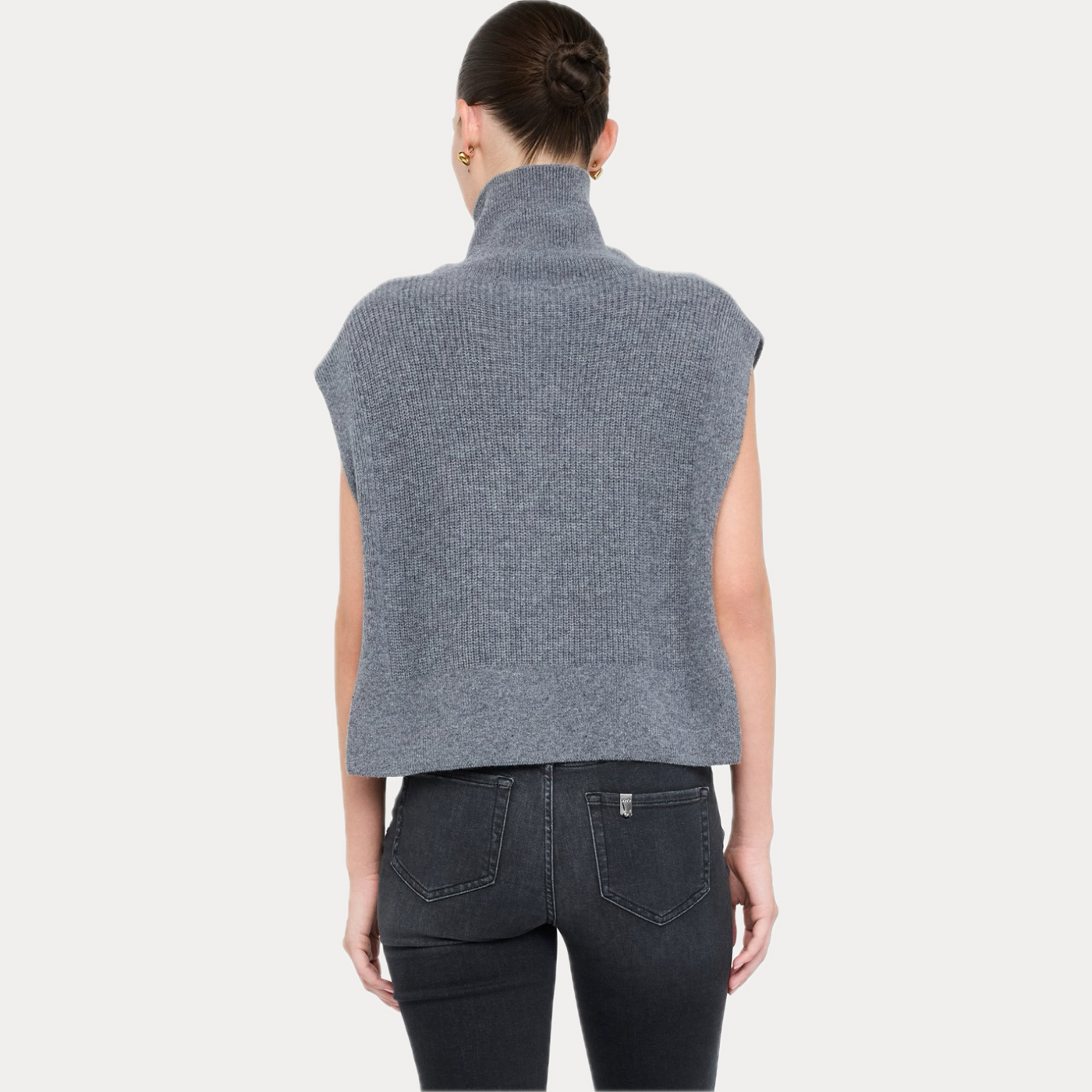 LIUJO - GILET DONNA GRIGIO 100% LANA CON RICAMI GIOIELLO