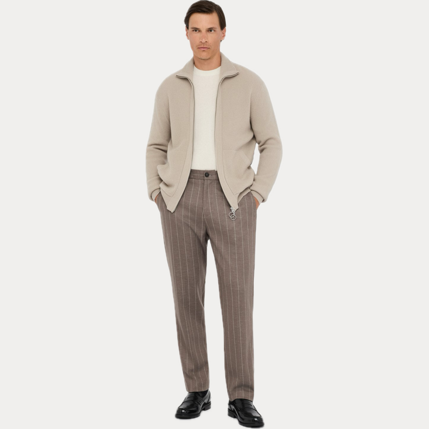 LIUJO - CARDIGAN UOMO BEIGE IN LANA E CASHMERE
