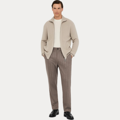 LIUJO - CARDIGAN UOMO BEIGE IN LANA E CASHMERE