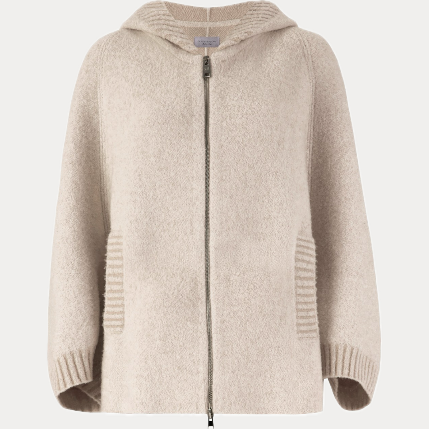 D.EXTERIOR - CAPPA OVER DONNA GESSO IN MAGLIA BOUCLE'
