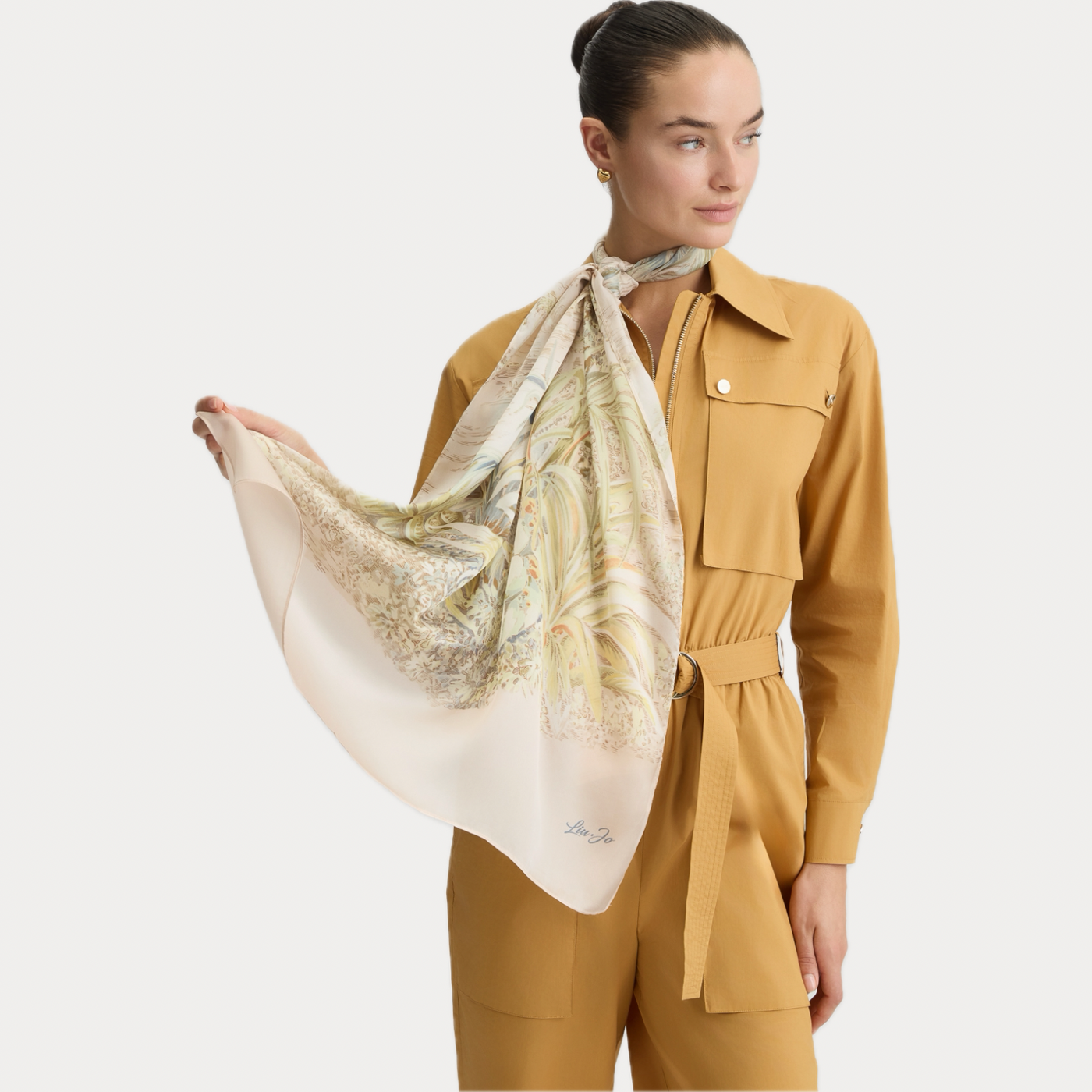 LIUJO - STOLA DONNA VERDE CON FANTASIA FLOREALE