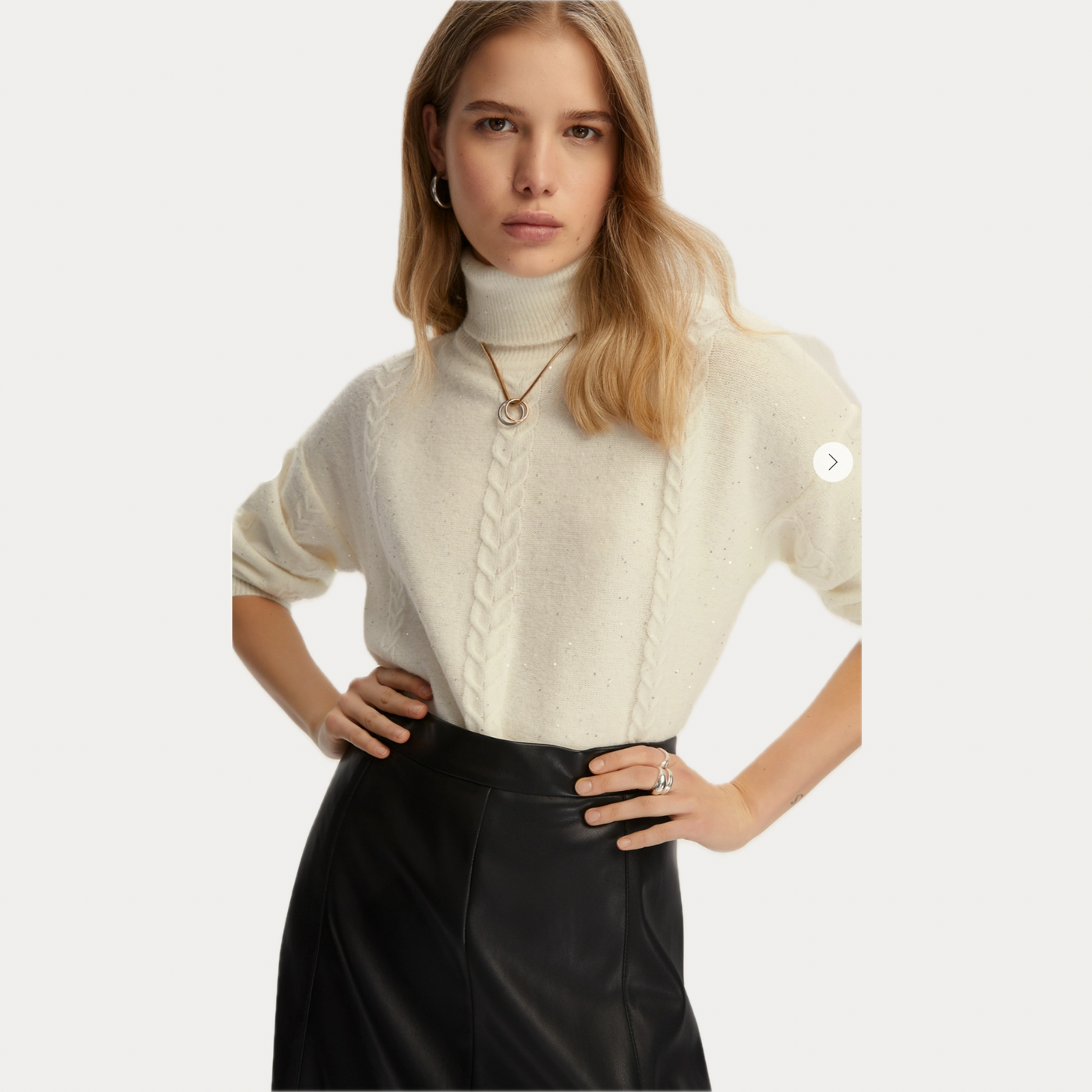 EMME MARELLA - MAGLIA DONNA PANNA COLLO ALTO CON PAILLETTE