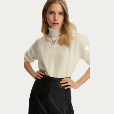 EMME MARELLA - MAGLIA DONNA PANNA COLLO ALTO CON PAILLETTE