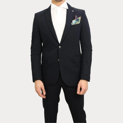 BHARNABA - ABITO UOMO BLU CON BOTTONE METALLICO