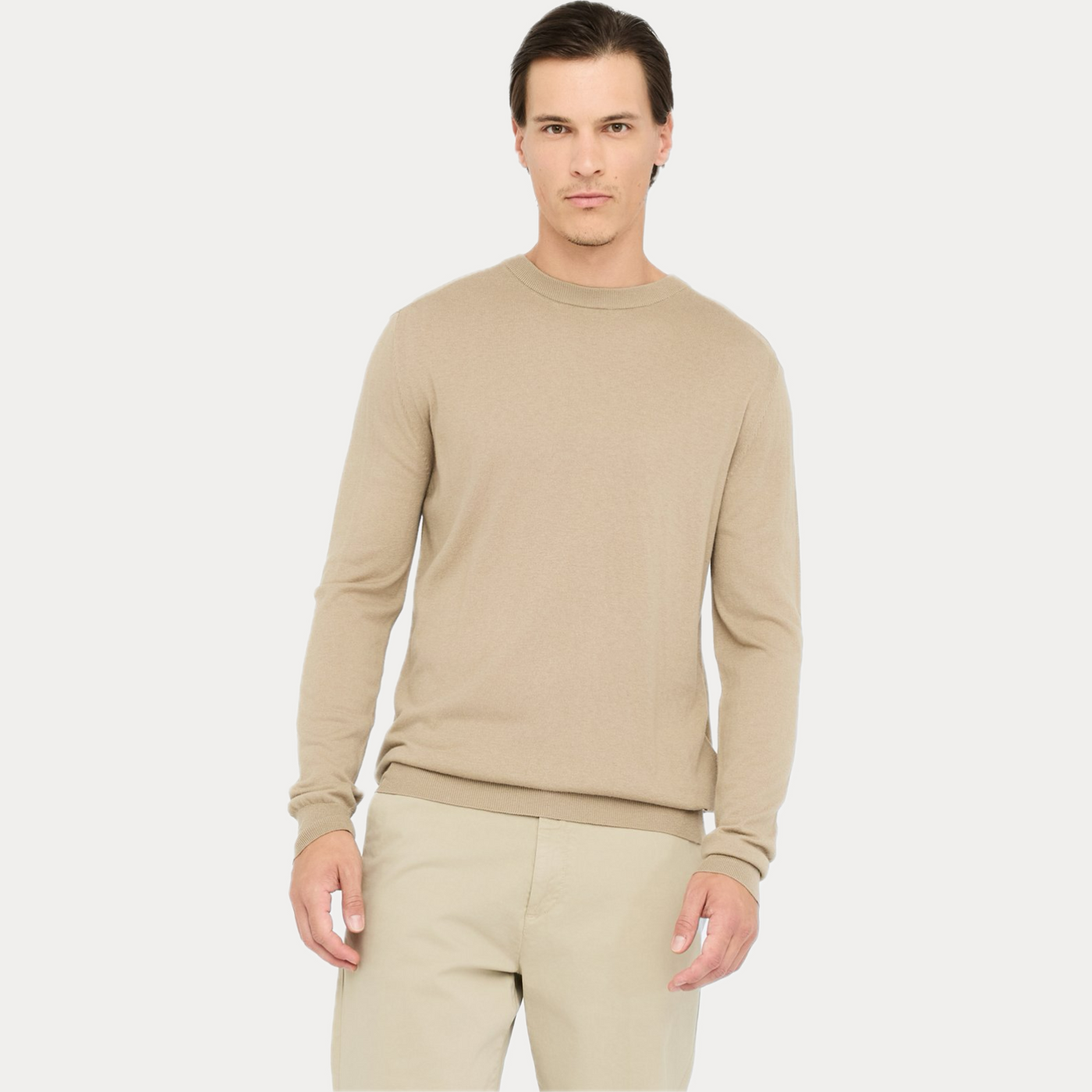 LIUJO - GIROCOLLO UOMO BEIGE MISTO COTONE E SETA