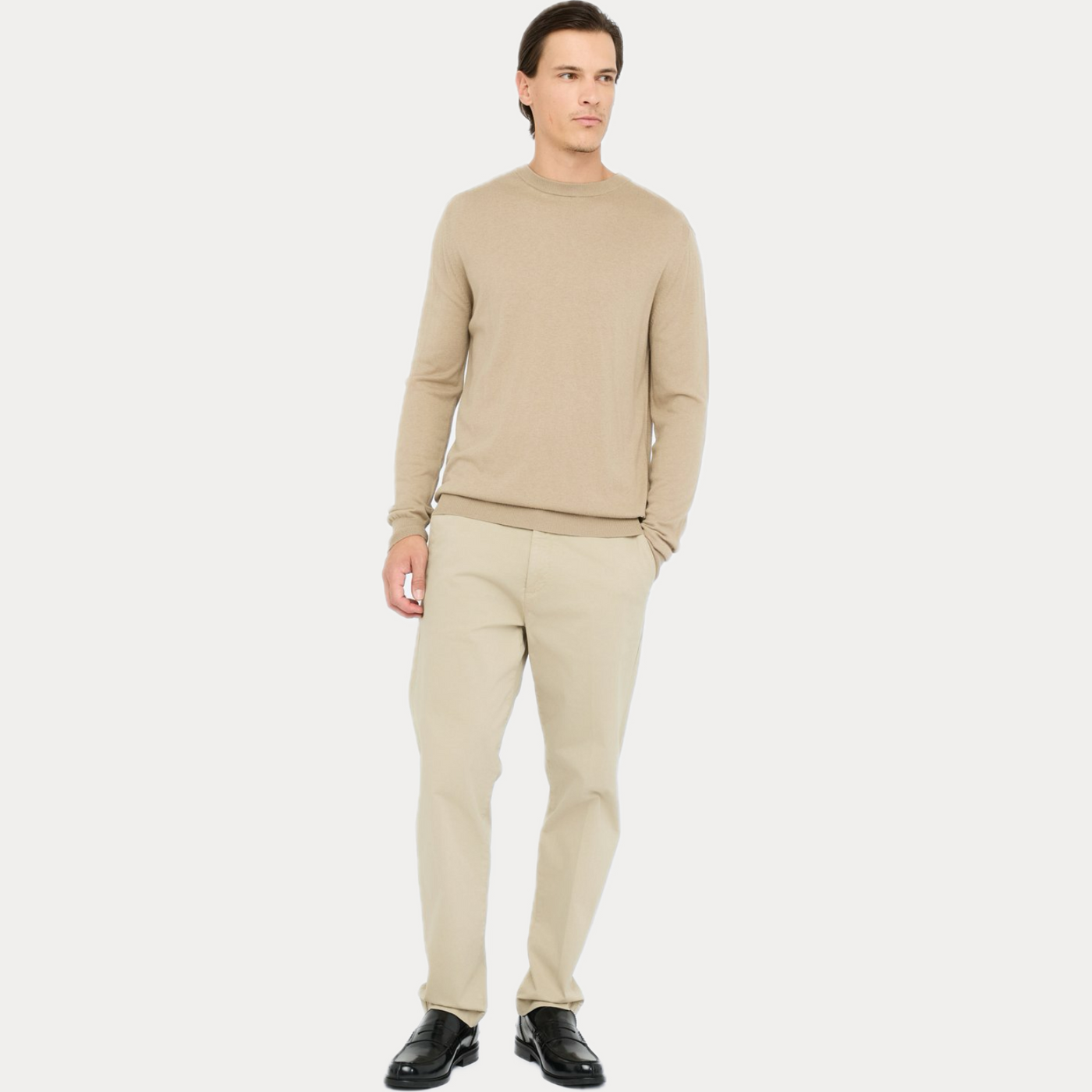 LIUJO - GIROCOLLO UOMO BEIGE MISTO COTONE E SETA