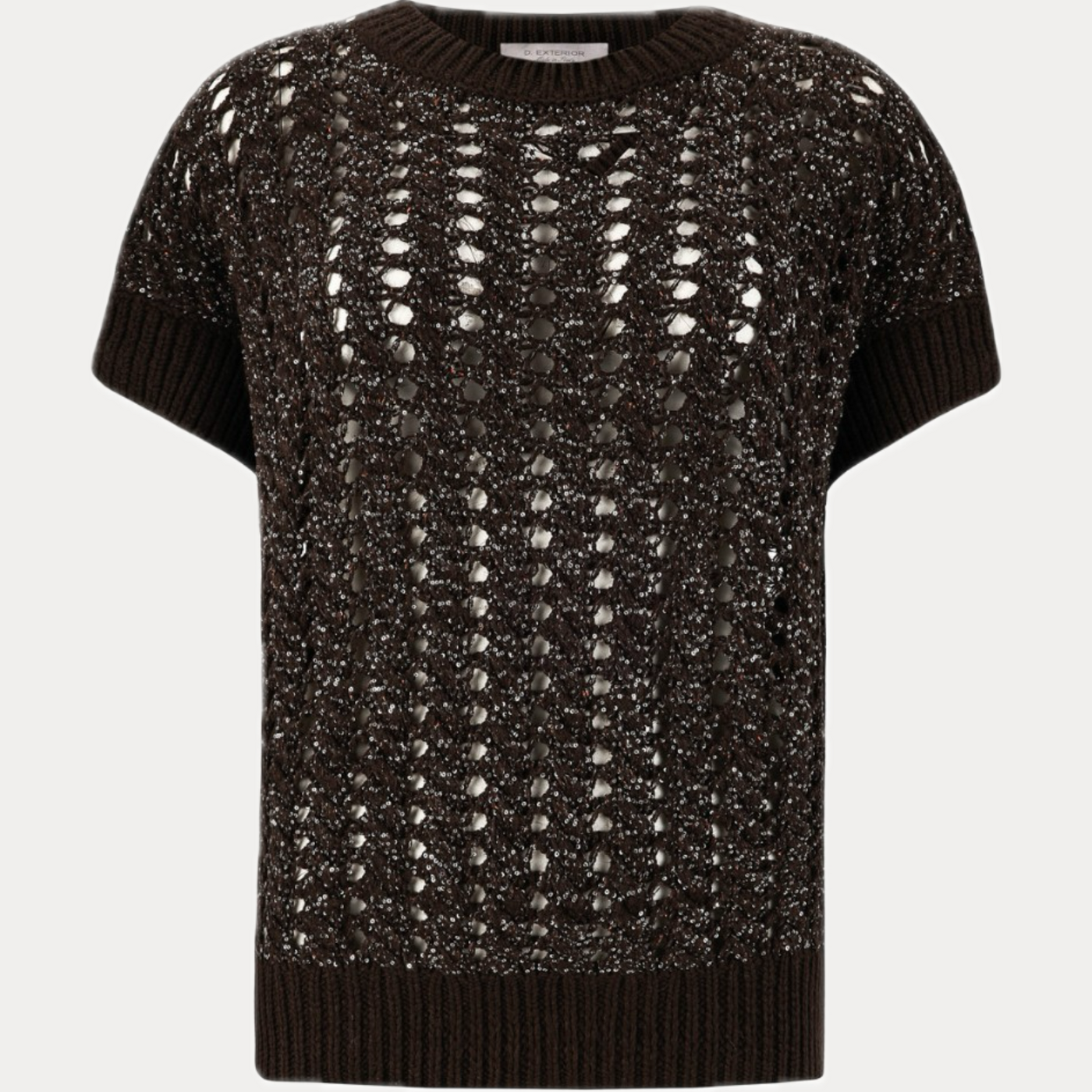 D.EXTERIOR - MAGLIA DONNA MORO MEZZA MANICA CON PAILLETTES