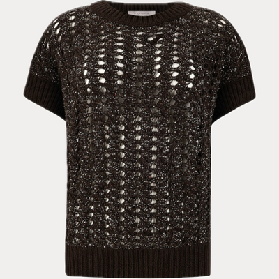D.EXTERIOR - MAGLIA DONNA MORO MEZZA MANICA CON PAILLETTES