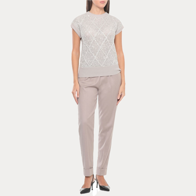 D.EXTERIOR - MAGLIA DONNA GRIGIA IN MISTO LANA E PAILLETTES