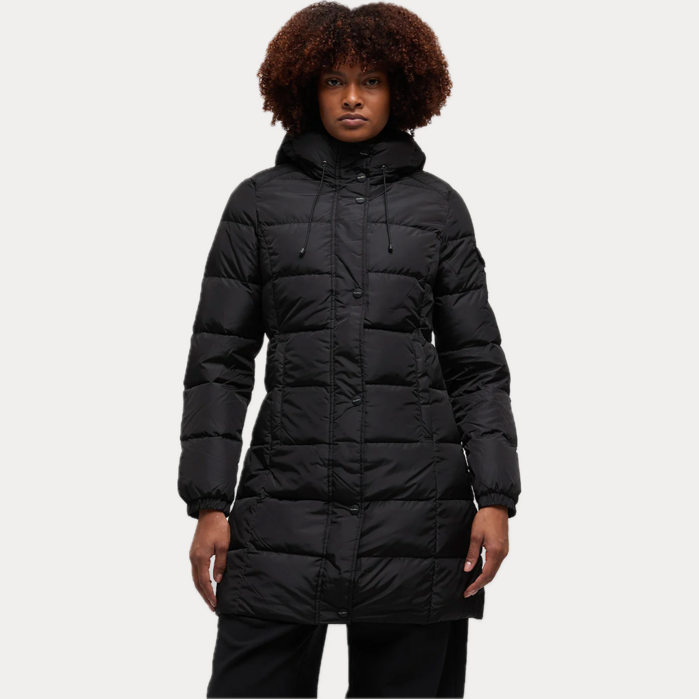 REFRIGWEAR - PIUMINO DONNA NERO 3/4 CON CAPPUCCIO