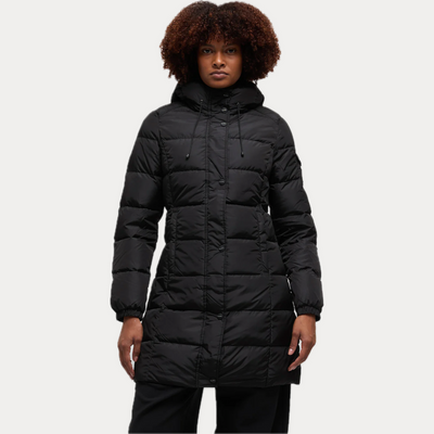REFRIGWEAR - PIUMINO DONNA NERO 3/4 CON CAPPUCCIO