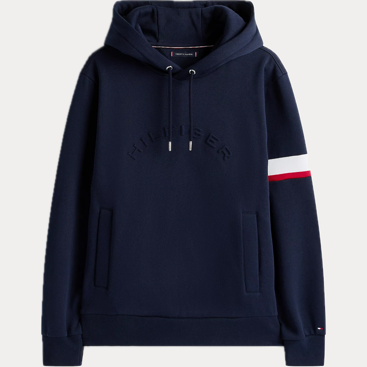 TOMMY HILFIGER - FELPA UOMO BLU CON LOGO IN RILIEVO