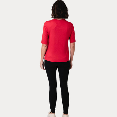 BARBARA LEBEK - BLUSA DONNA ROSSA CON STAMPA ASTRATTA