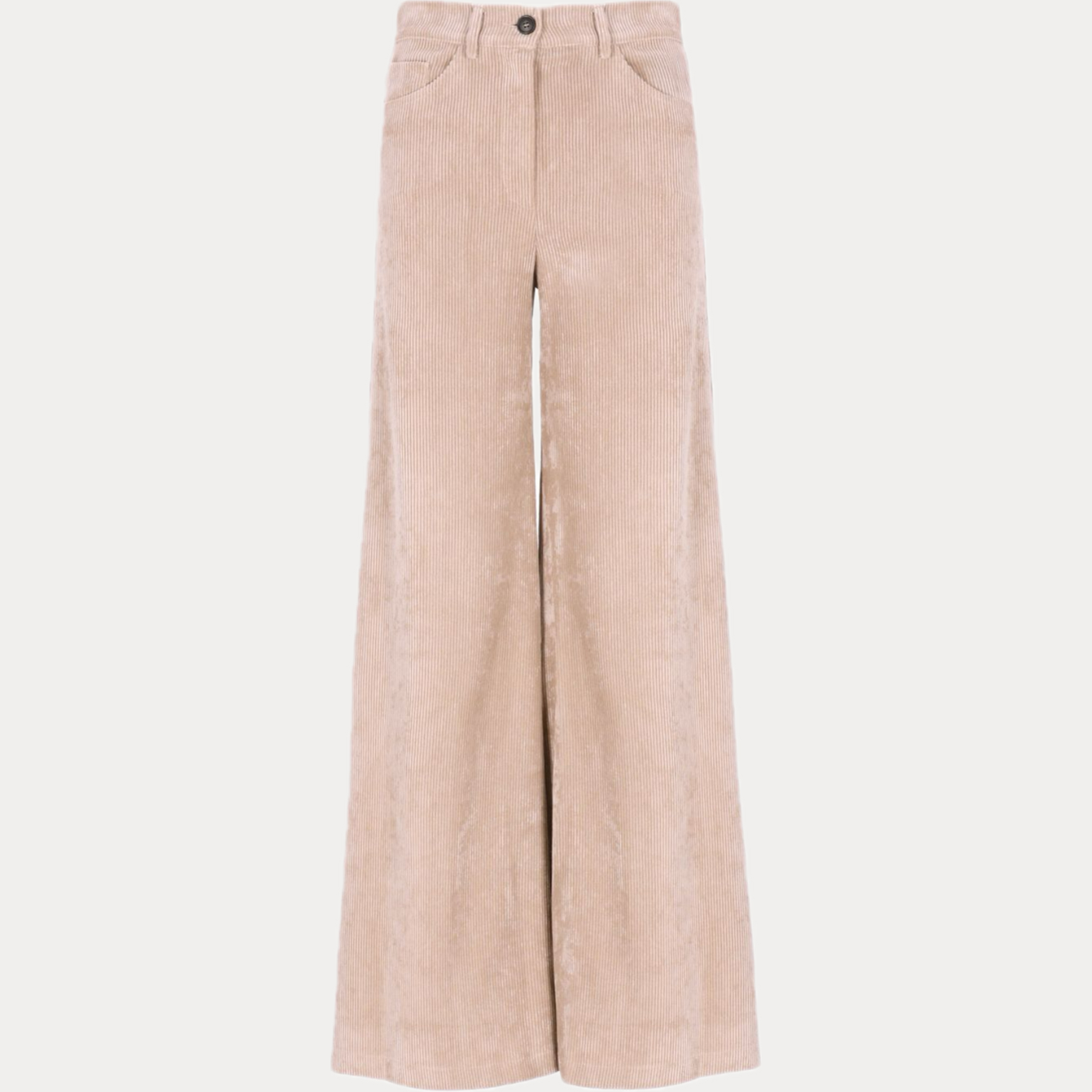 D.EXTERIOR - PANTALONE DONNA BEIGE PALAZZO IN VELLUTO A COSTE