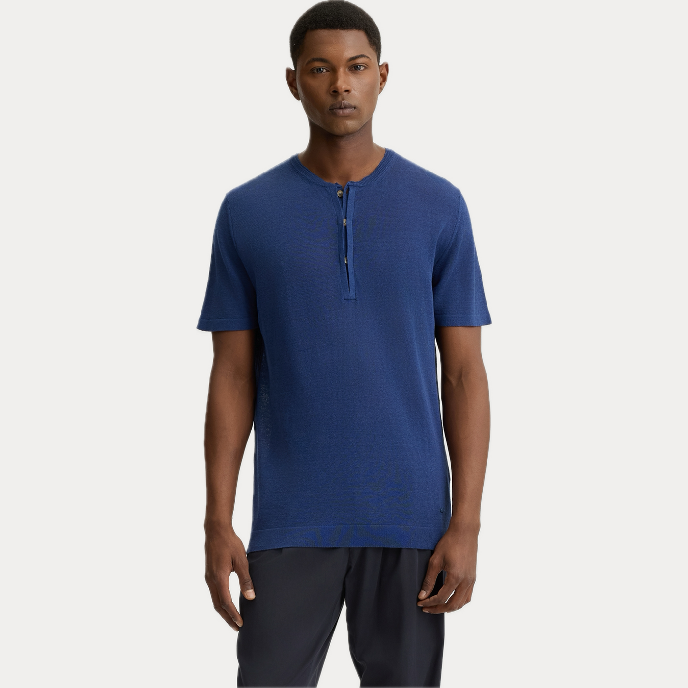 LIUJO - MAGLIA UOMO BLU IN LINO E COTONE