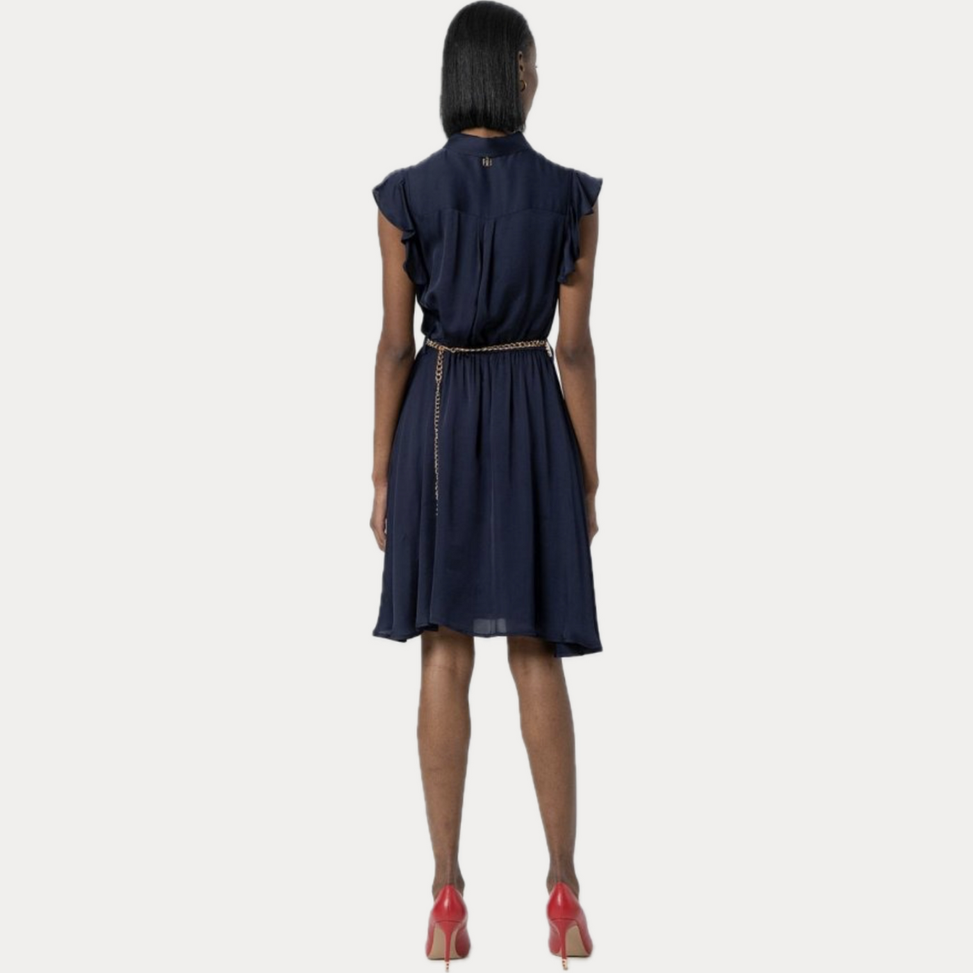 FRACOMINA - ABITO DONNA BLU CHEMISIER CON CINTA IN VITA
