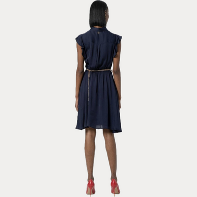 FRACOMINA - ABITO DONNA BLU CHEMISIER CON CINTA IN VITA