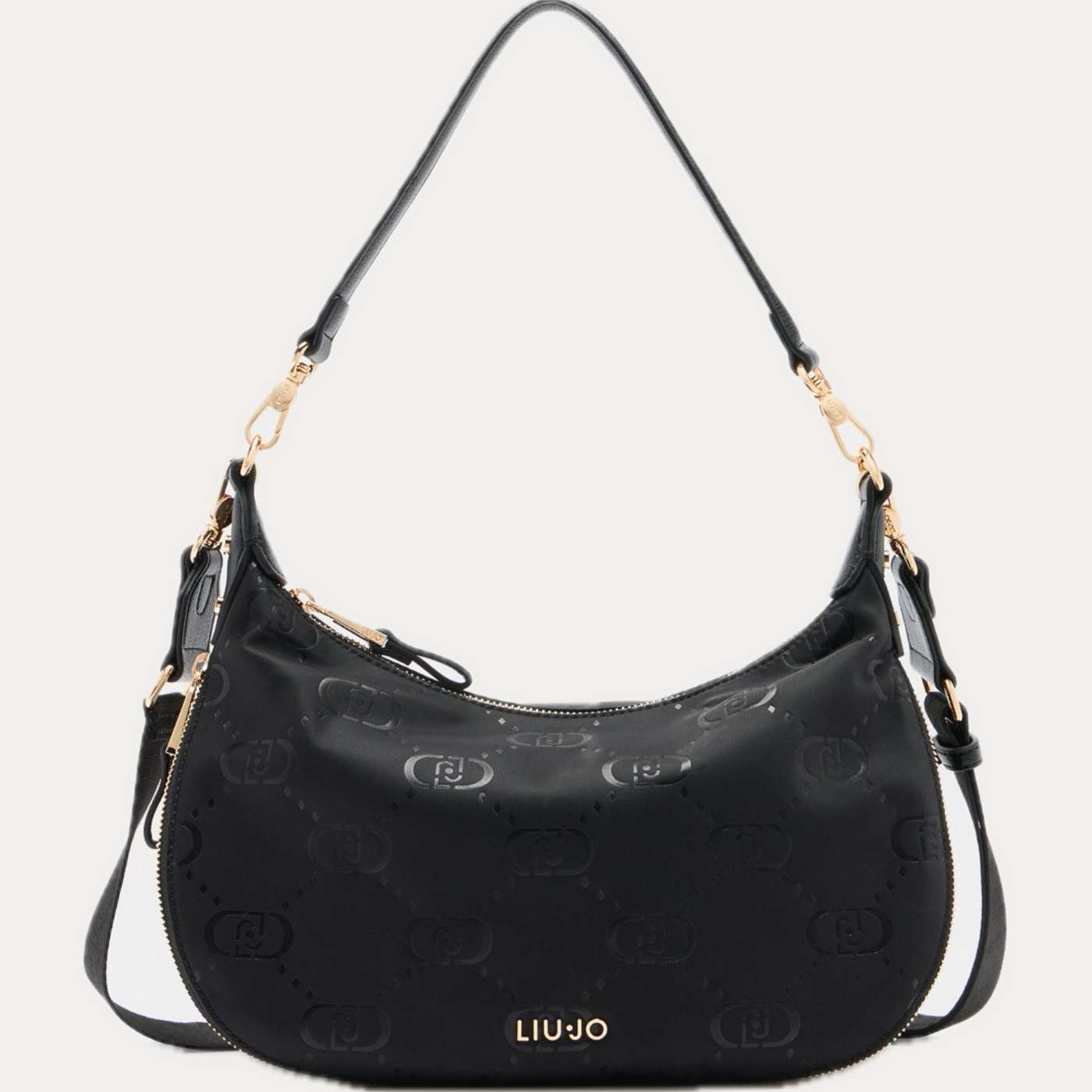LIUJO - BORSA DONNA NERA HOBO MEDIA IN NYLON
