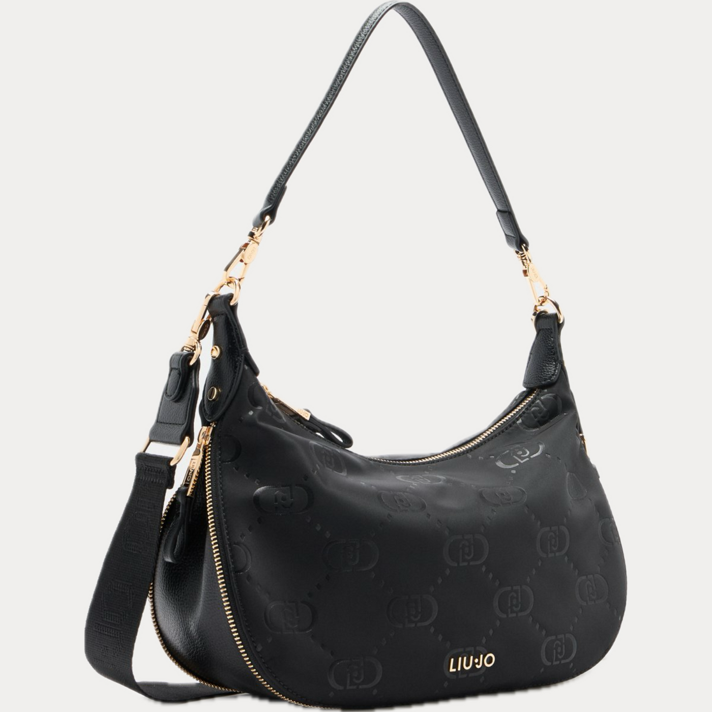 LIUJO - BORSA DONNA NERA HOBO MEDIA IN NYLON