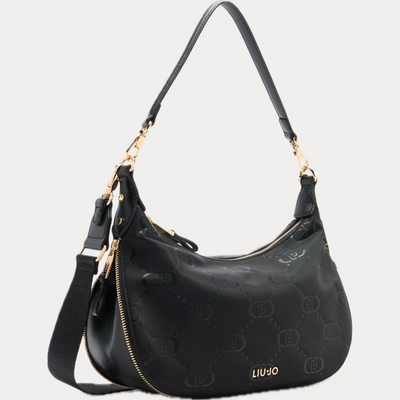 LIUJO - BORSA DONNA NERA HOBO MEDIA IN NYLON
