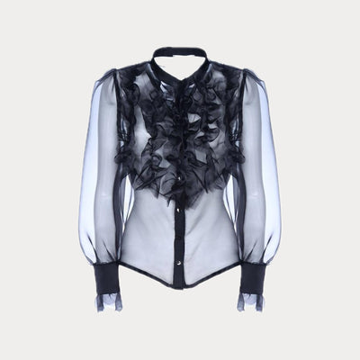 SOALLURE - CAMICIA IN ORGANZA CON ROUCHES