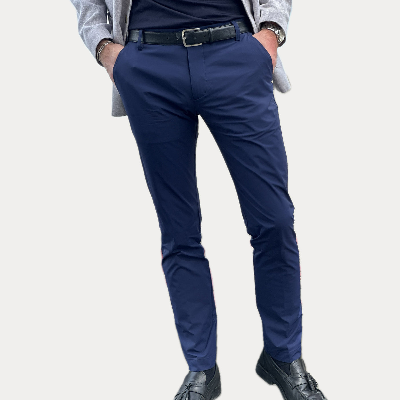 ENTRE AMIS - pantalone blu tessuto elastico