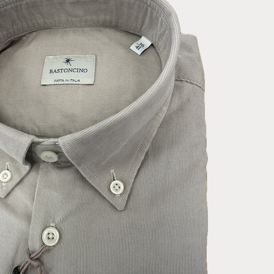 BASTONCINO - CAMICIA BUTTON DOWN IN VELLUTO BEIGE