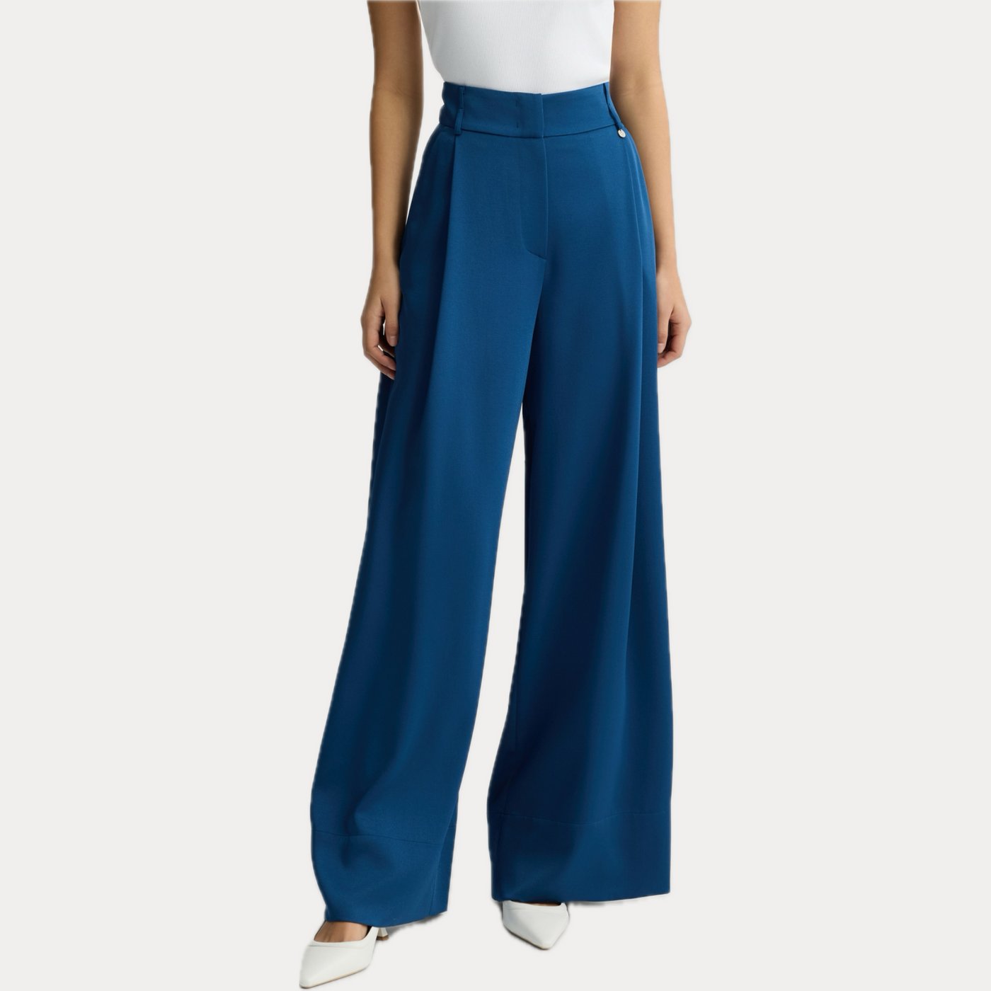 LIUJO - PANTALONI DONNA PALAZZO IN RASO BLU