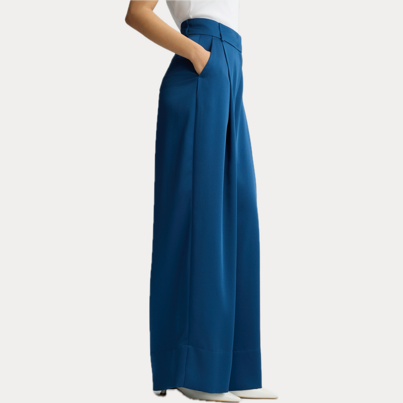 LIUJO - PANTALONI DONNA PALAZZO IN RASO BLU