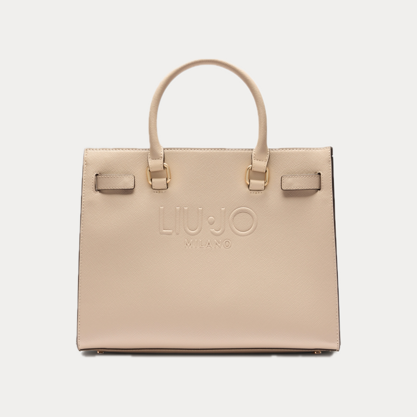 LIUJO - BORSA DONNA A MANO CON TRACOLLA E LOGO IN RILIEVO BEIGE