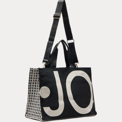 LIUJO - BORSA NERA TOTE MONOGRAM JACQUARD