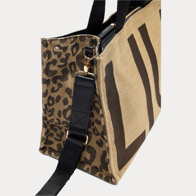 LIUJO - BORSA MARRONE TOTE CON DETTAGLI ANIMALIER