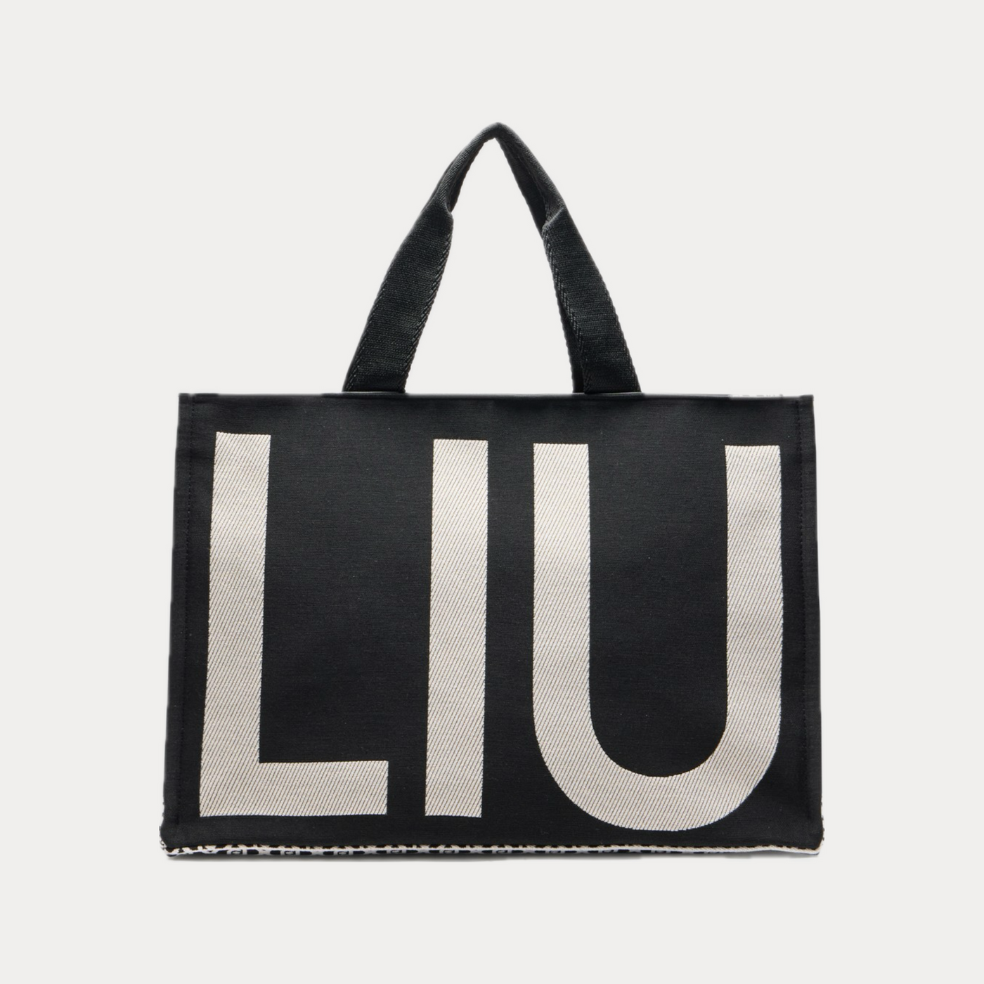 LIUJO - BORSA NERA TOTE MONOGRAM JACQUARD