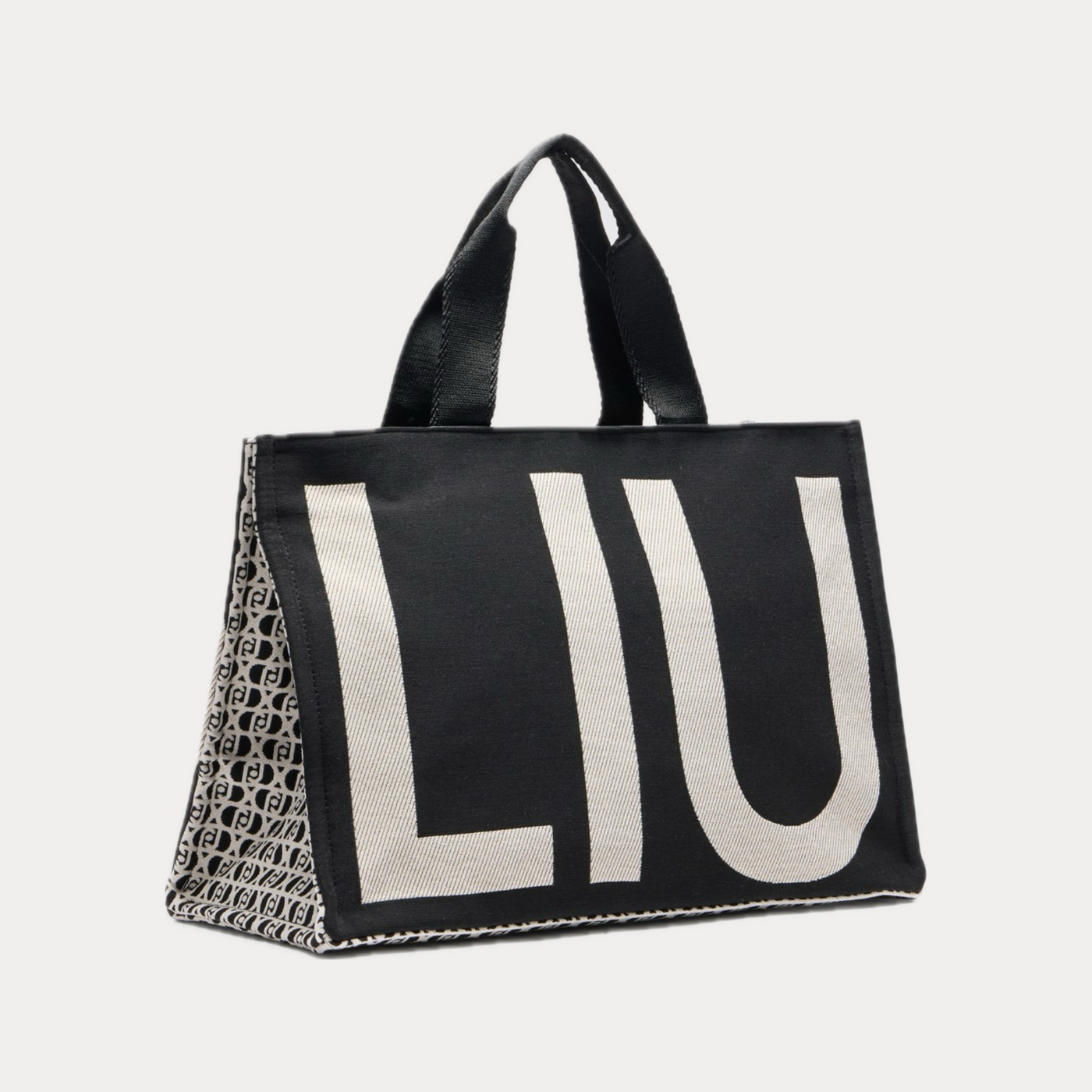 LIUJO - BORSA NERA TOTE MONOGRAM JACQUARD